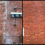 Jet washing patio in Staffordshire garden