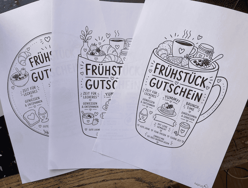 Noch mehr tolle Gutscheine zum Frühstück mit coolen Designs!