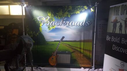 Portable photo booth with LED lights