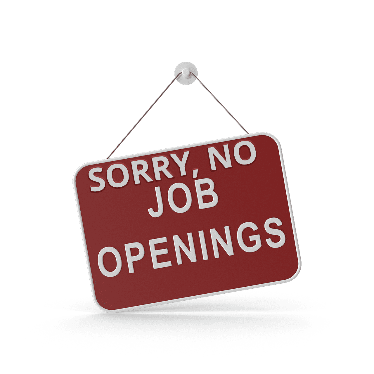 Hanging_Sign_Job_Openings No job openings sign at The History Museum with red background and white text.