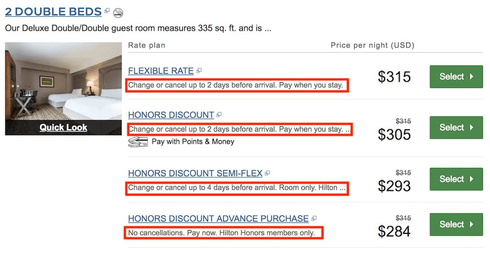 Hilton Cancellation Policy: What Hotel Points Travelers Need to Know 1 Hilton rate options and their cancellation terms