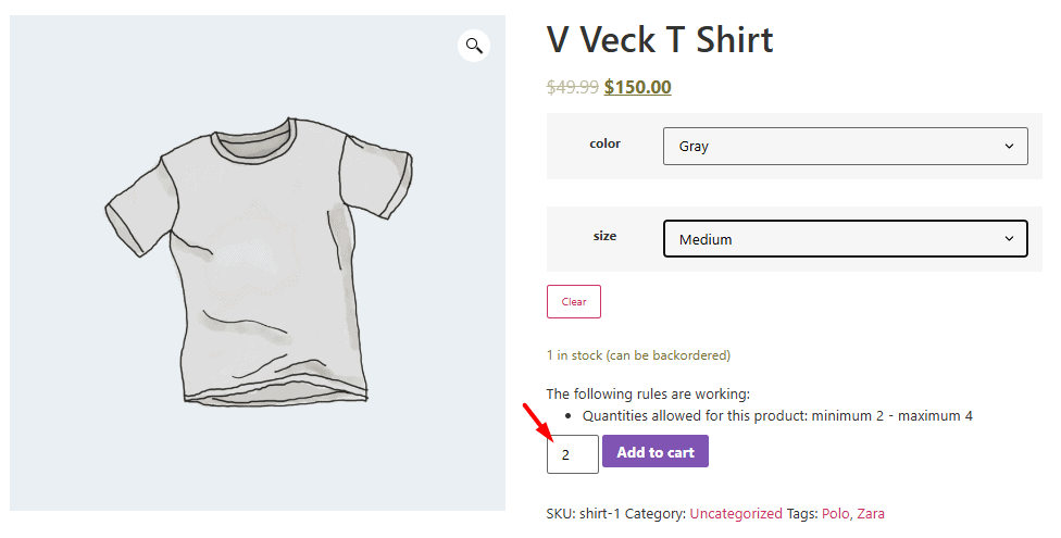 Result when right quantity ordered
