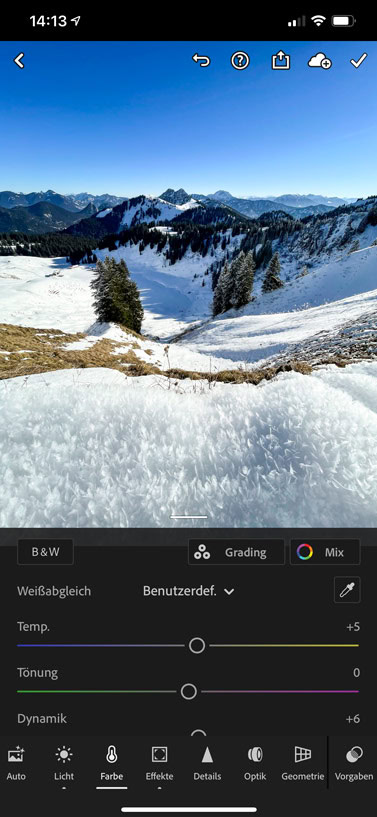 Bildbearbeitung mit Adobe Lightroom auf dem Smartphone