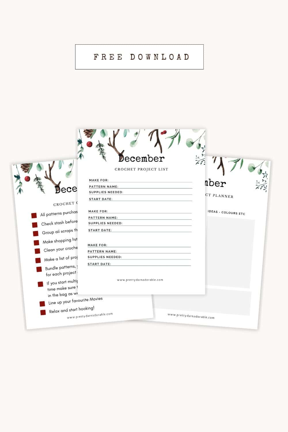 printable december crochet project planner