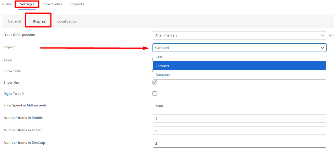 Customized gift layout in checkout page