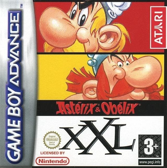 Légende du jeu vidéo Asterix & Obelix pour Game Boy Color, version XXL, avec personnages d'Astérix et Obélix en style dessin animé amusant, adapté pour enfants 3+.