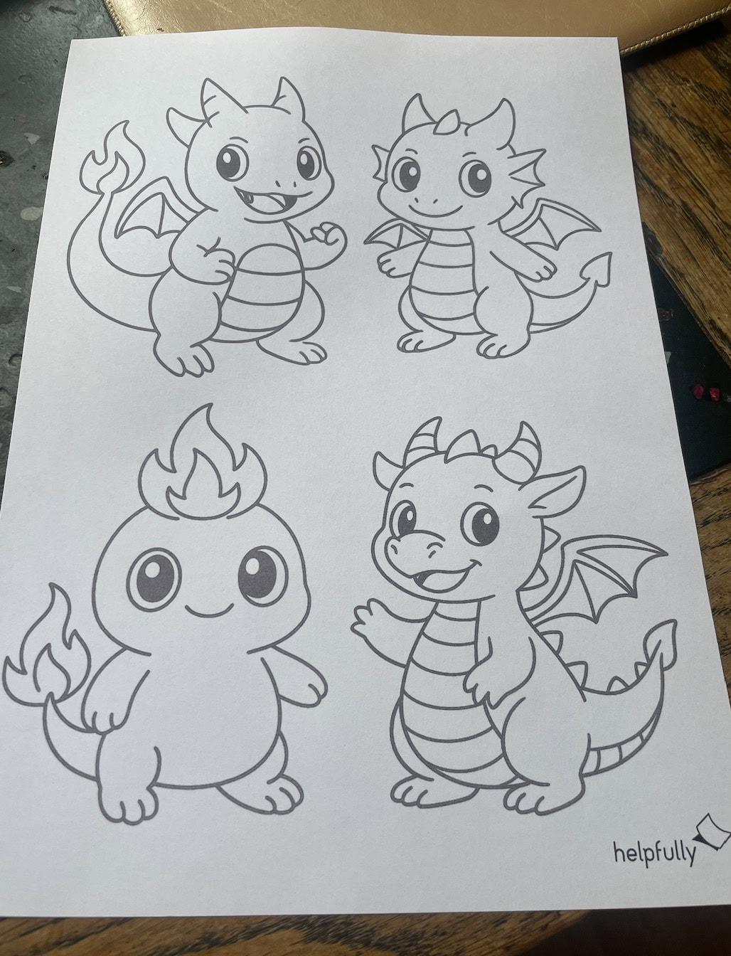 süße Malvorlage mit Drachen im Pokemon-Style