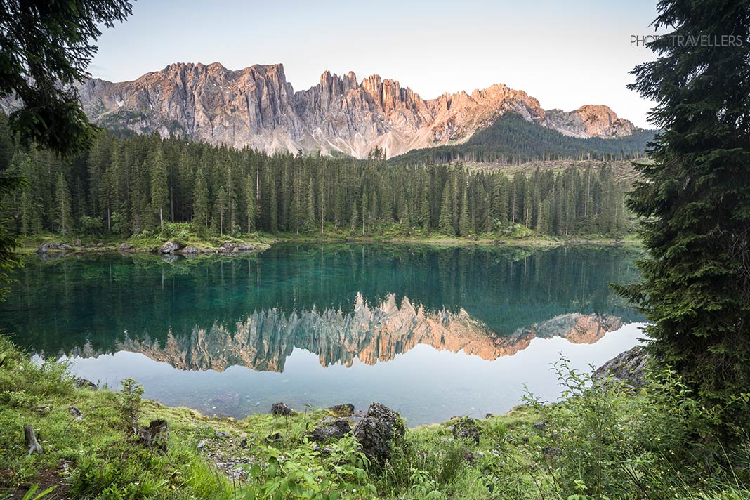 Testfoto am Karersee mit 18 mm Brennweite