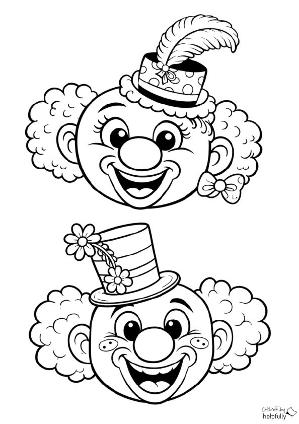 Mama und Papa Clown zum Ausdrucken, Malen und Basteln