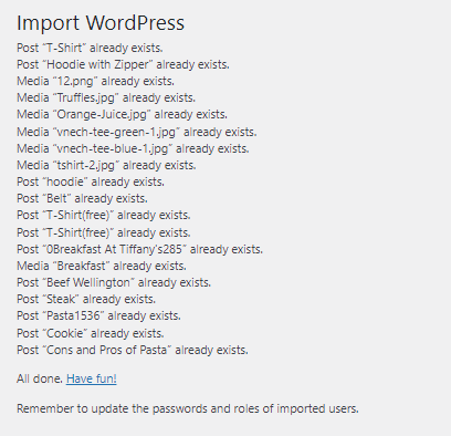 list of all uploaded posts result with an All Done message