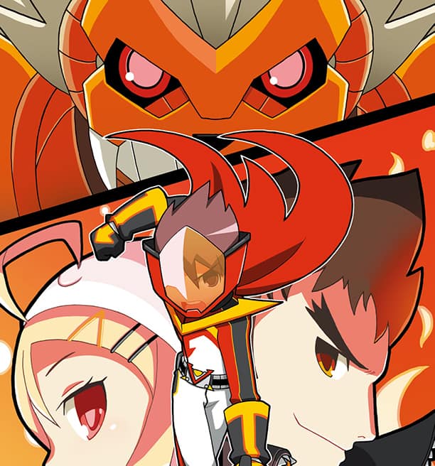 Vignette d'animation de personnages de jeux vidéo de style anime avec dragons et héros dans une scène dynamique, idéale pour promouvoir l'univers de jeux vidéo et e-sport de Air-Gaming.