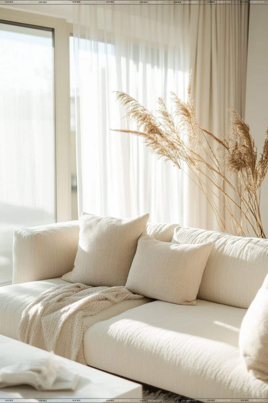 A beautiful cream sofa
