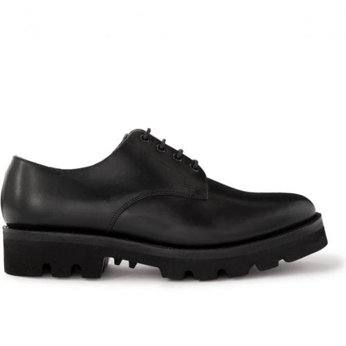 Mens Grenson Landon Derby Shoes in Black Leather UK Outlet at SEIKK