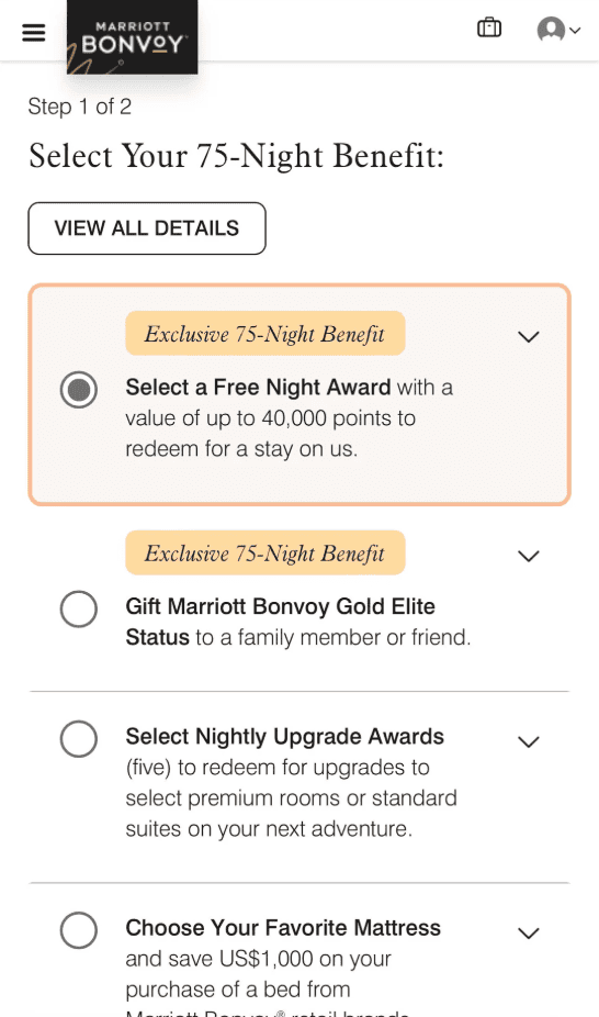 Marriott Annual Choice Benefit: What to Pick at 50 and 75 Nights 2 Select Benefit