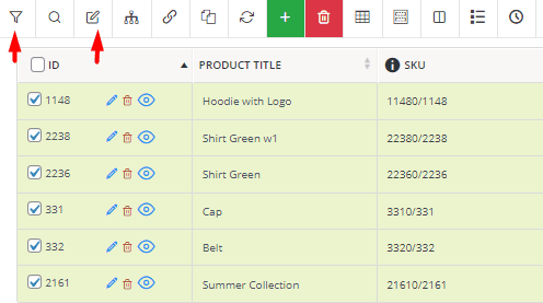 WooCommerce products bulk edit toolbar
