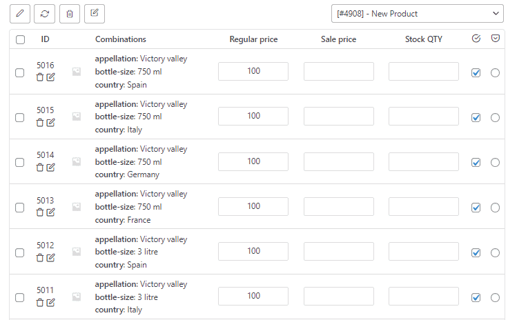 Bulk edit price for product variations result