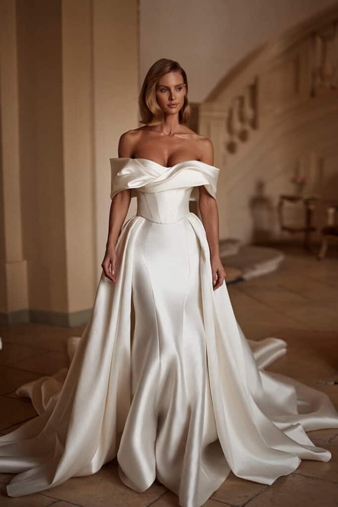 Off Shoulder Satin Bridal Dress