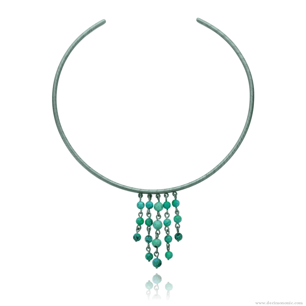 Titanium rigid choker with variscite beads - Variscia Collection by Decimononic