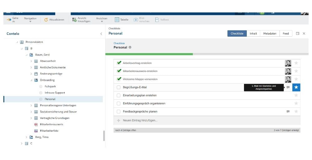 Screenshot ELO HR Personnel File Checklisten