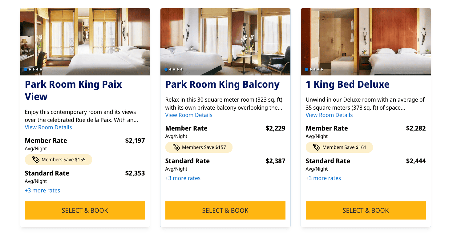The Strategic Guide to Purchasing World of Hyatt Points 4 Cost of booking a room at the Park Hyatt Paris-Vendôme hotel in cash