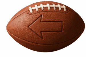 football back arrow Leather football with an Army arrow and white laces, showcasing sports memorabilia and American football history.