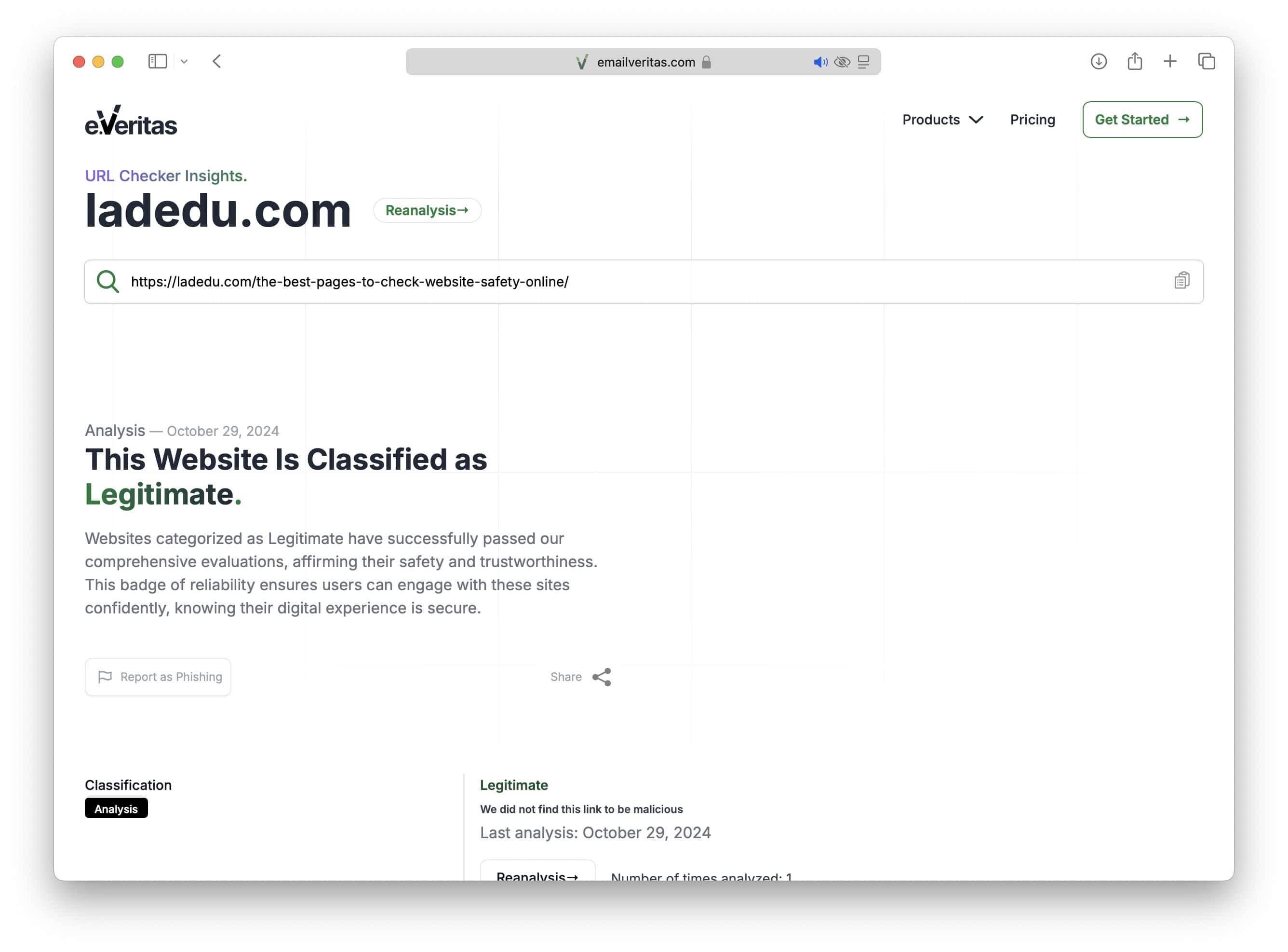 e.Veritas URL Checker - Rightfully Suspicious Website Security Checker