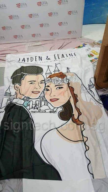 Fabric banner for wedding