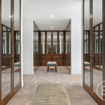 A room that has a glass door