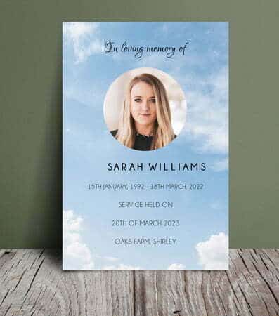 Blue sky funeral order of service 036 Blue sky funeral order of service 036 - Free Funeral Order of Service Template