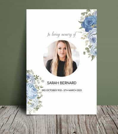 Blue flower funeral order of service 034 Blue flower funeral order of service 034 - Free Funeral Order of Service Template