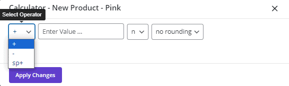 select operator field in calculator