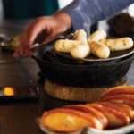 A pan of food on a table