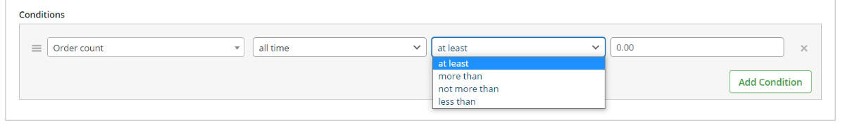select criteria on order count condition