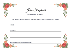 Floral frame attendance card Floral frame attendance card