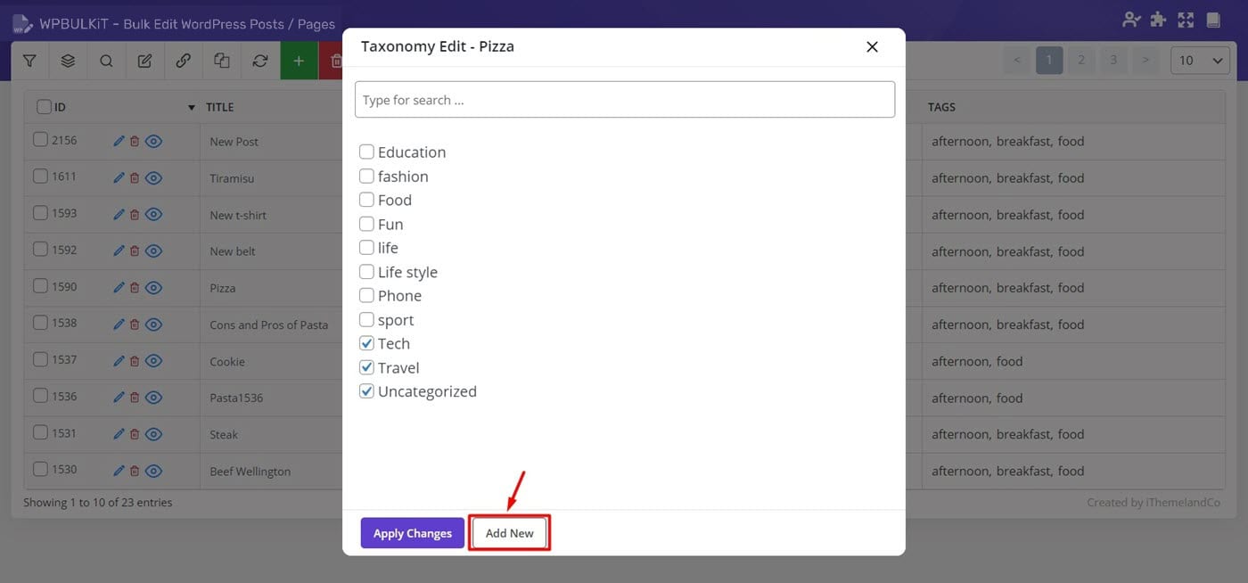 click on “Add new” option in tags form