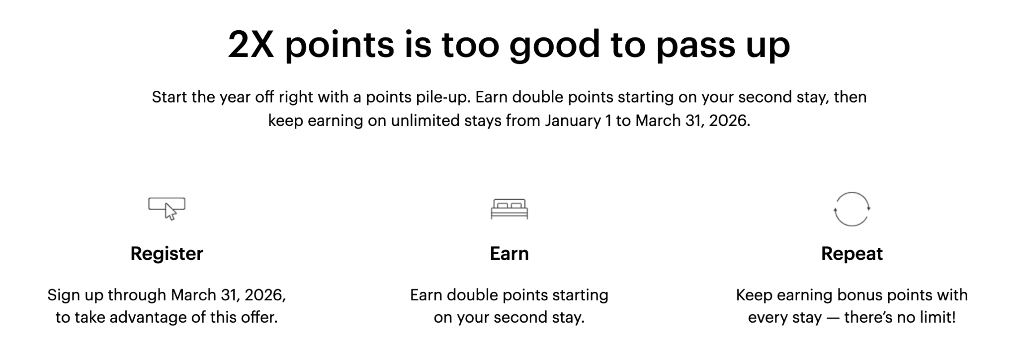 Double IHG Points From Your Second Stay (Jan 1–Mar 31, 2026) 2 How 2X IHG bonus points