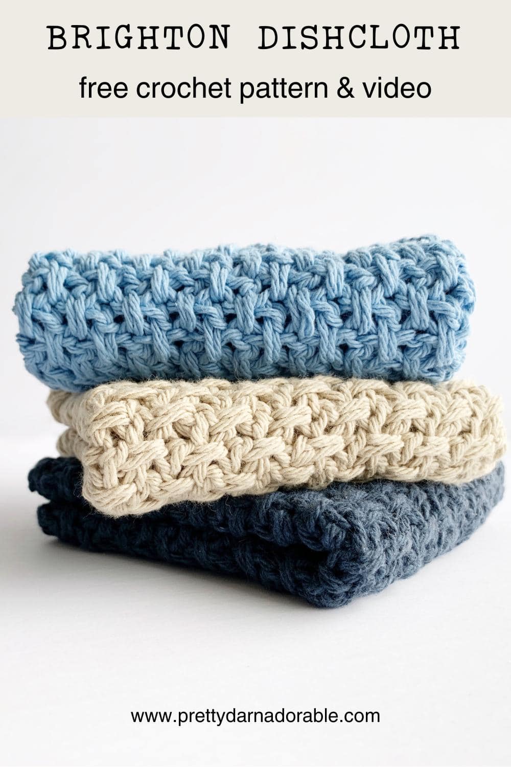 3 blue crochet dishcloths