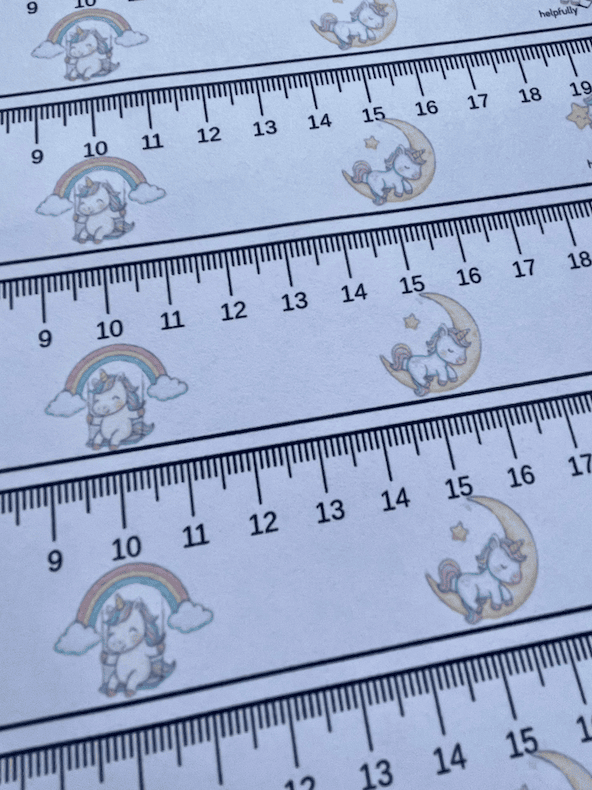 Zentimetermass mit Einhornmotiven zum Ausdrucken