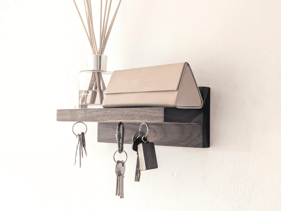 Black Walnut Key shelf - angled view