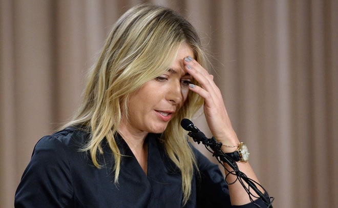 Maria Sharapova reacts after revealing she has failed a drug test