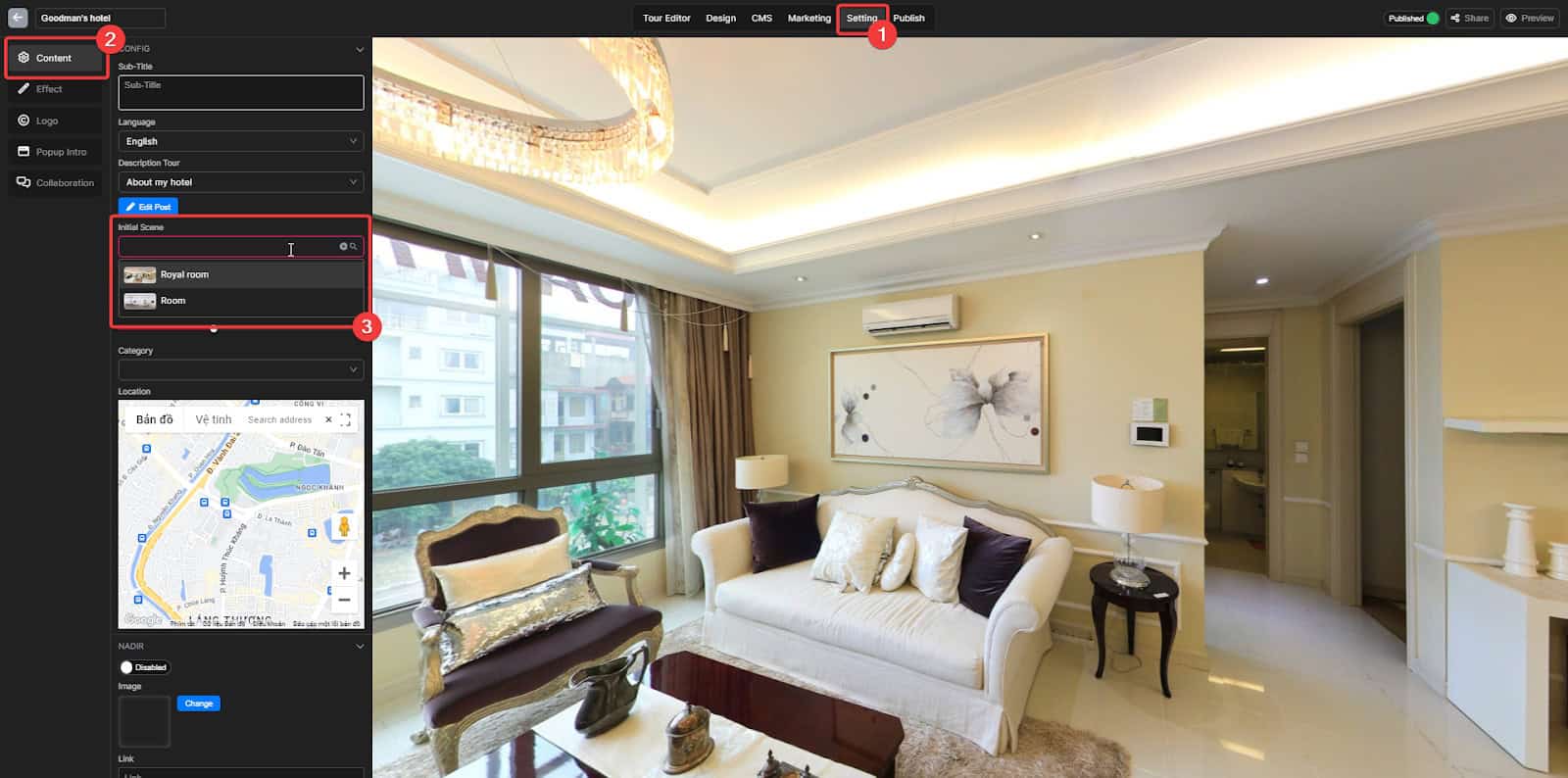 Set up the initial view of your virtual tour 2 Set up the initial view of your virtual tour