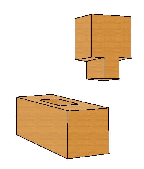 senkrechter Zapfen Holzverbindung