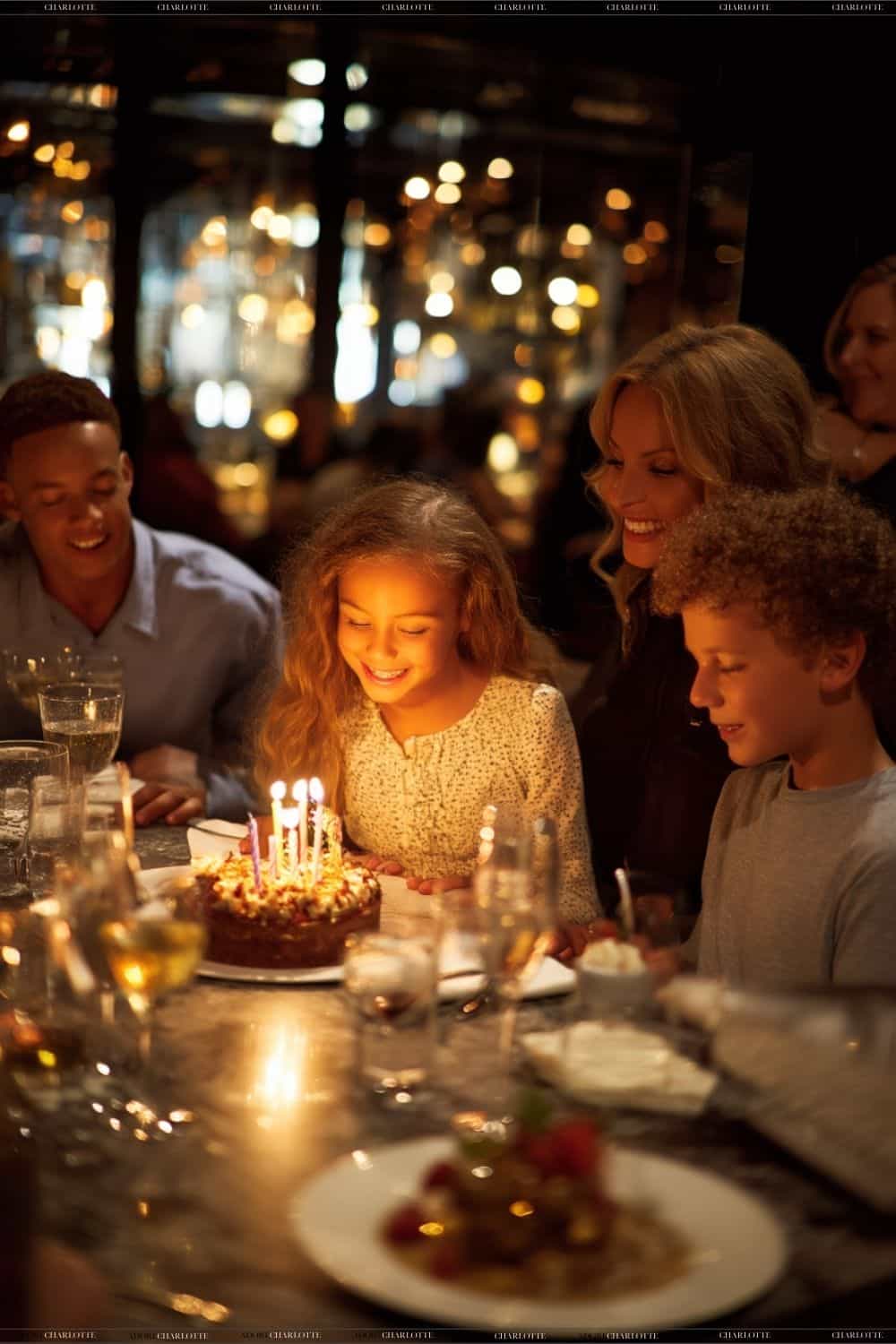 birthday at a restaurant with family.