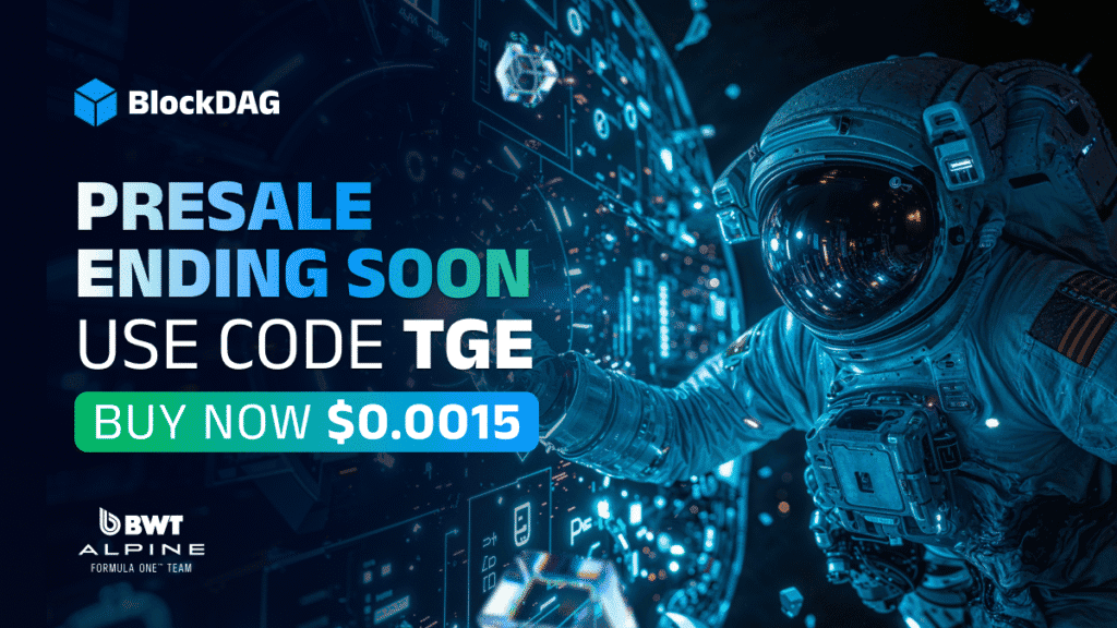 The TGE code is BlockDAG’s Secret Weapon For $0.0015 Pricing and Priority Access Over Ozak AI & Avalon X 5 Astronaut promoting a cryptocurrency presale event for BlockDAG
