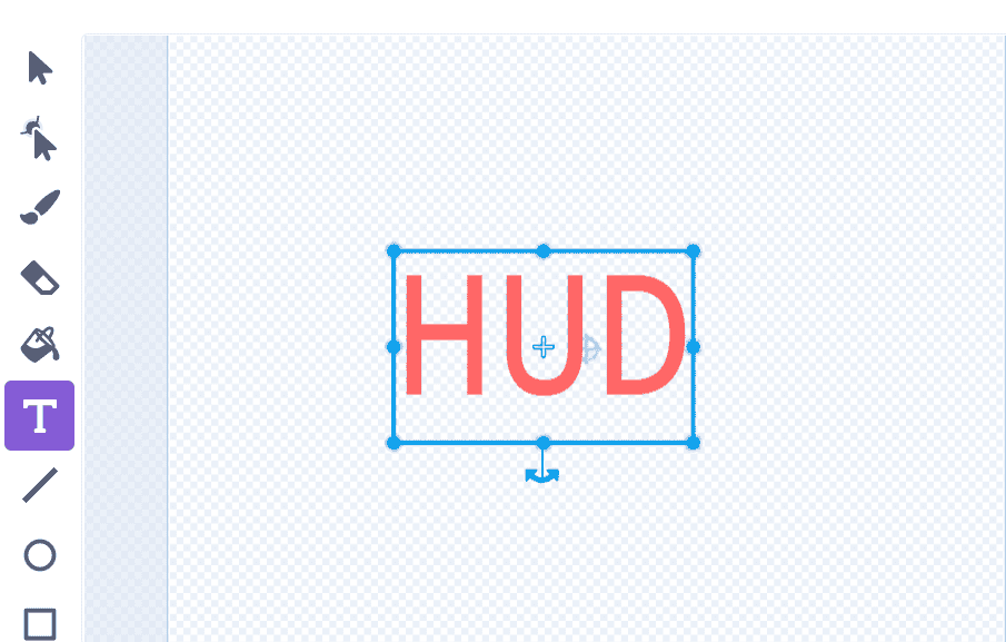 Scratch canvas displaying HUD text design for custom currency label game interface