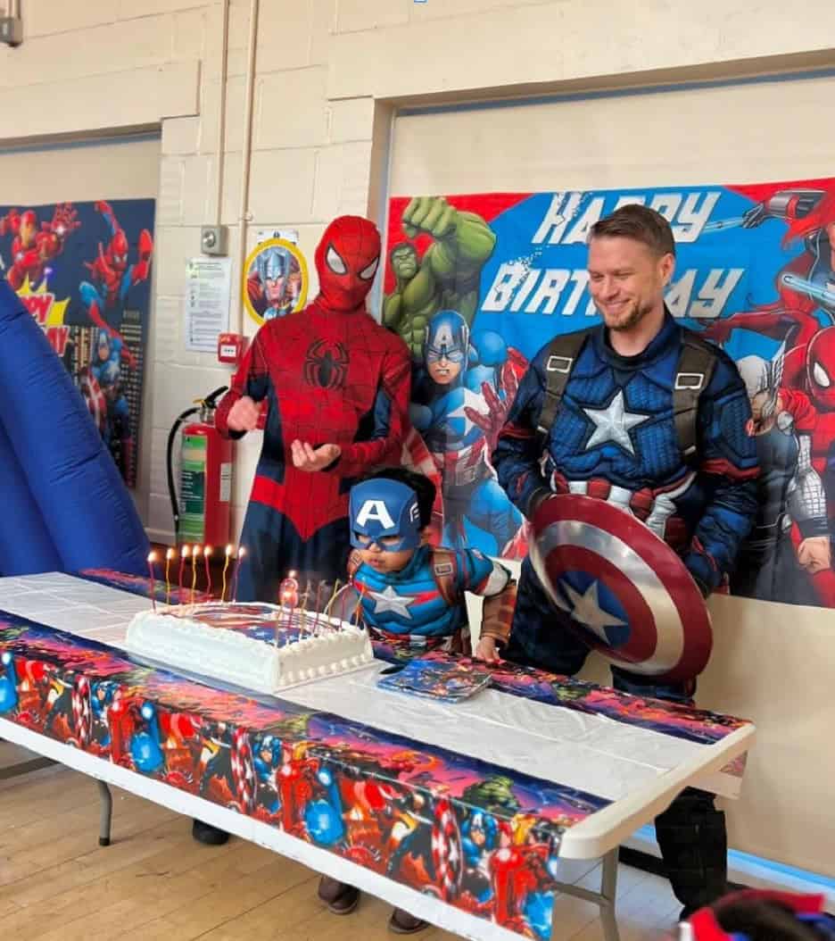 Spiderman and Captain America Superhero Party - Children's Entertainers Camberley Surrey Hampshire Berkshire - Treasure Box Parties - Childrens Party Entertainers | Surrey Hampshire and Berkshire | Treasure Box Parties Spiderman and Captain America at a Superhero Party in Camberley!