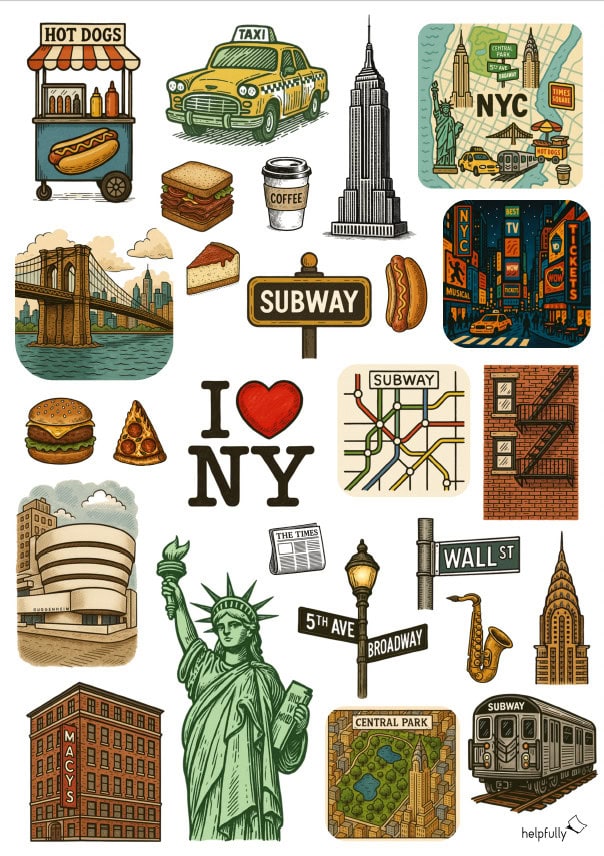 ny motive zum ausdrucken mit stickern typisch new york