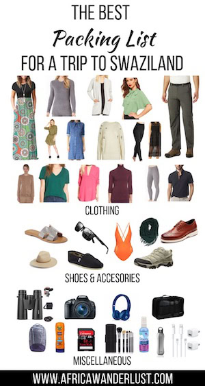 A list of what to pack for Swaziland; Swaziland packing list.