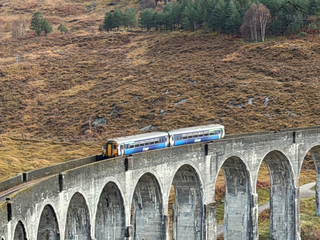 Ein Zug auf dem Glenfinnan-Viakukt in Schottland (100-Prozent-Ausschnitt)