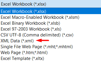 Select save file XML format